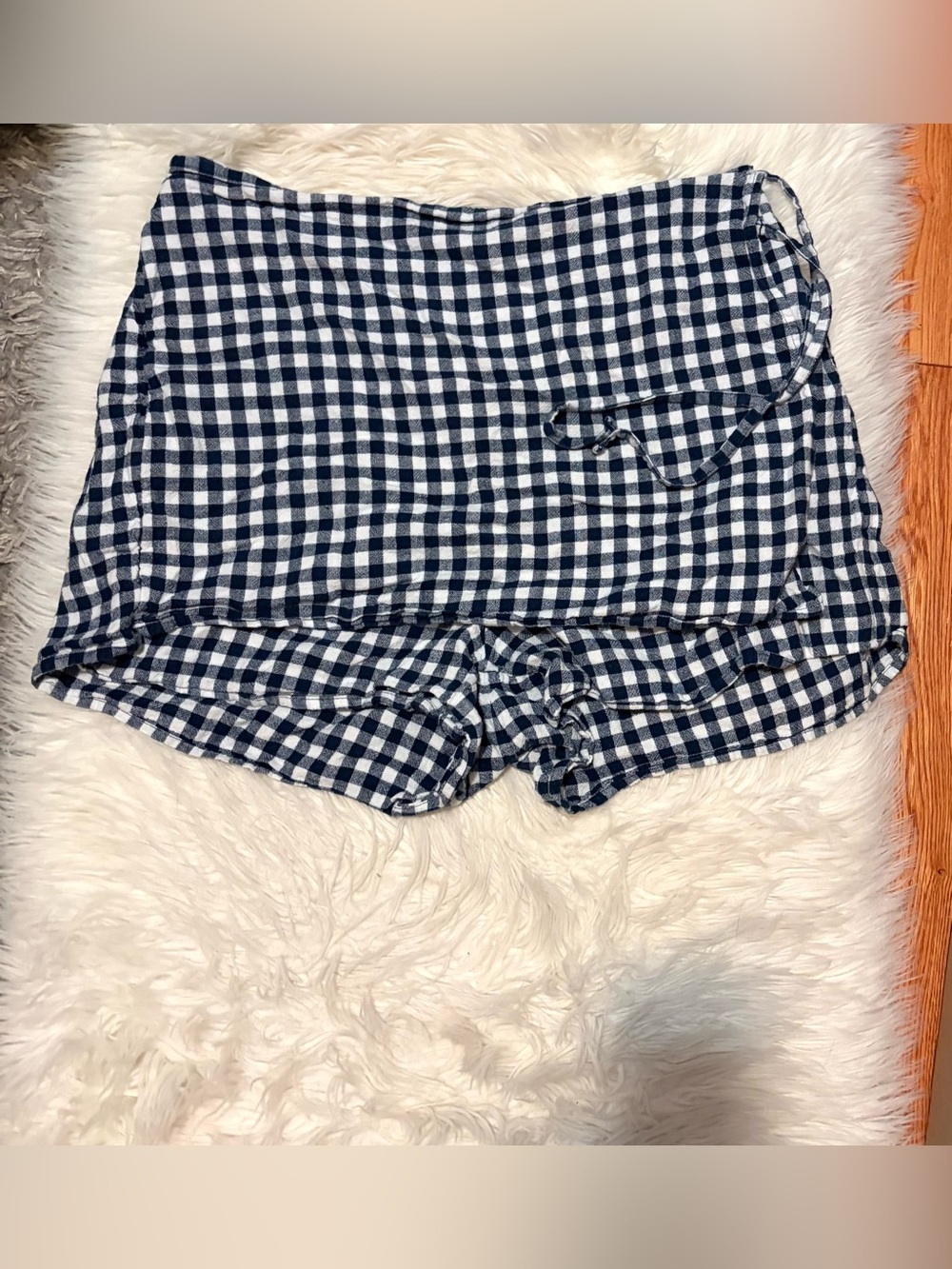 Navy Blue White Gingham Skort